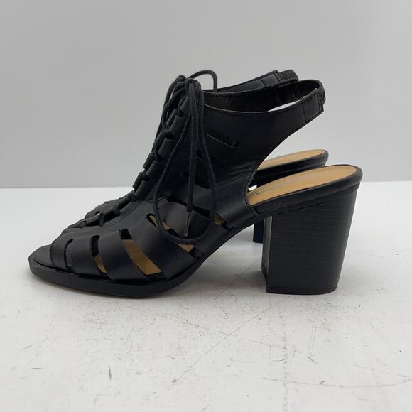 Women Open Toe Lace Up Block Stacked Chunky Heel Slingback Soda Sandal Sz 9 - Picture 2 of 11